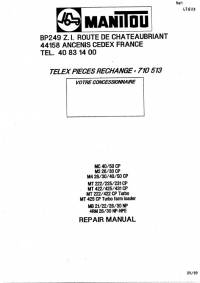 repair manual Manitou Telescopic Loaders MC, M2, M4, MT, MB, 4RM Series Repair Manual PDF