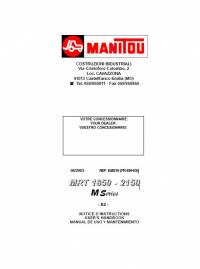 repair manual Manitou Forklifts MRT 1850 - 2150 M Series User’s Handbook PDF
