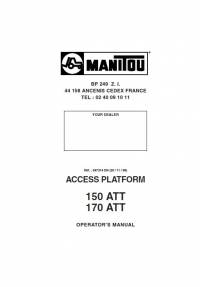 repair manual Manitou Access Platform 150 ATT, 170 ATT Operator’s Manual PDF