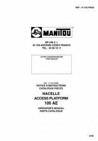 repair manual Manitou Nacelle Access Platform 100 AE Operator’s Manual & Parts Catalog PDF
