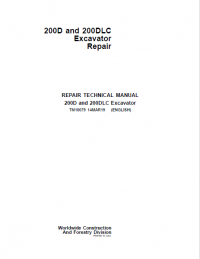 repair manual John Deere 200D and 200DLC Excavator Repair Manual PDF