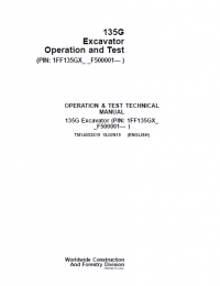 repair manual John Deere 135G Excavator Operation and Test Technical Manual PDF