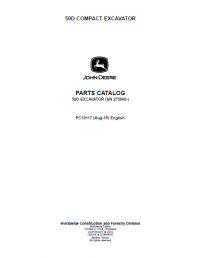 spare parts catalog John Deere 50D Compact Excavator Parts Catalog PDF