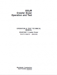 repair manual John Deere 850JR Crawler Dozer Operation and Test Technical Manual PDF