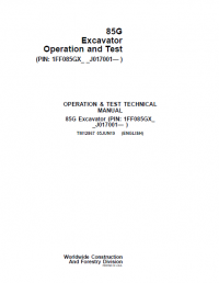 repair manual John Deere 85G Excavator Operation and Test Technical Manual PDF