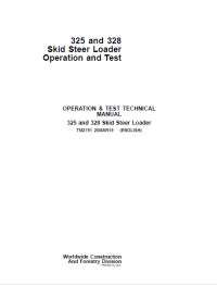 repair manual John Deere 325, 328 Skid Steer Loader Operation and Test Technical Manual PDF