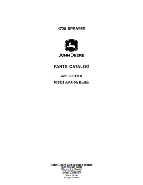 John Deere 4720 Sprayer Parts Catalog