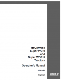 repair manual Case McCormick Super WD-9/WDR-9 Tractors Operator’s Manual PDF