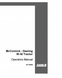 repair manual Case McCormick-Deering W-30 Tractor PDF Operator’s Manual
