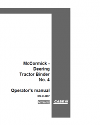 repair manual Case McCormick-Deering Tractor Binder No.4 PDF Operator’s Manual