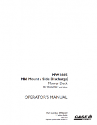 repair manual Case MW166S Mower Deck PDF Operator’s Manual