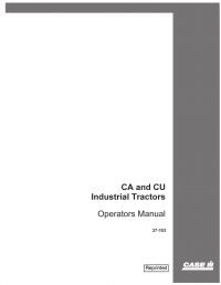 repair manual Case CA and CU Industrial Tractors PDF Operators Manual