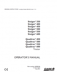 repair manual Case Steiger and Quadtrac 350-600 Tractor Operator Manuals PDF