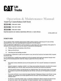 repair manual Cat Lift Trucks ECS14N, ECS16N, ECS18N Operation & Maintenance Manual PDF