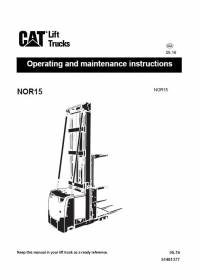 repair manual Cat Lift Trucks NOR15 Operation & Maintenance Instructions PDF