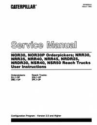 repair manual Cat Lift Trucks NOR30/P, NRR30/35/40/45, NRDR25/30, NSR40/50 Service Manual PDF