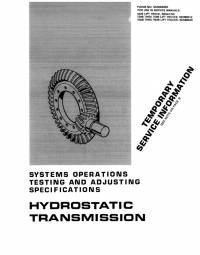 repair manual Cat Hydrostatic Transmission Systems Operations Testing & Adjusting Manual PDF