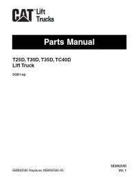 spare parts catalog Cat Lift Trucks T25D, T30D, T35D, TC40D Parts Manual PDF