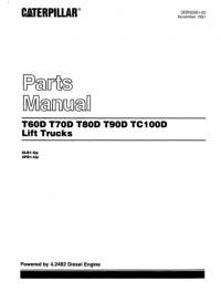 spare parts catalog Cat Lift Trucks T60D, T70D, T80D, T90D, TC100D Parts Manual SEBN2601 PDF
