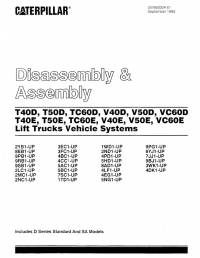repair manual Cat Lift Trucks T40D, V40D, T40E, V40E Series Vehicle Systems Disassembly & Assembly Manual PDF