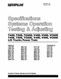 repair manual Cat Lift Trucks T40D, T50D, TC60D, V40D, V50D, VC60D, T40E, T50E, TC60E, V40E, V50E, VC60E PDF