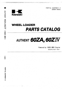 spare parts catalog Kawasaki Wheel Loader AUTHENT 60ZA, 60ZIV Parts Manual PDF