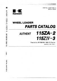 spare parts catalog Kawasaki Wheel Loader AUTHENT 115ZA-2, 115ZIV-3 Parts Catalog PDF