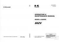 repair manual Kawasaki Wheel Loader 80ZV Operation and Maintenance Manual PDF