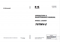 repair manual Kawasaki Wheel Loader 70TMV-2 Operation and Maintenance Manual PDF