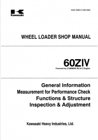 repair manual Kawasaki Wheel Loader 60ZIV Shop Manual PDF