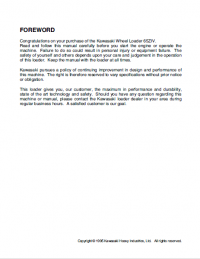 repair manual Kawasaki Wheel Loader 65ZIV Operation and Maintenance Manual PDF