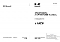 repair manual Kawasaki Wheel Loader 115ZV Operation and Maintenance Manual PDF