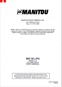 spare parts catalog Manitou Forklift MSI 30 LPG Parts Manual PDF
