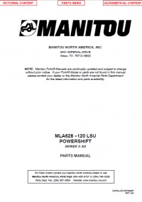 spare parts catalog Manitou Forklift MLA 628 -120 LSU Powershift Parts Manual PDF