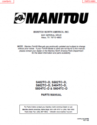 spare parts catalog Manitou Forklift S402TC-D, S502TC-D, S602TC-D, S404TC-D, S504TC-D, S604TC-D Parts Manual PDF