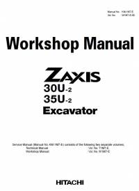repair manual Hitachi Excavator Zaxis 30U-2, 35U-2 Workshop Manual PDF