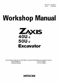 repair manual Hitachi Hydraulic Excavator Zaxis 40U-2, 50U-2 Workshop Manual PDF