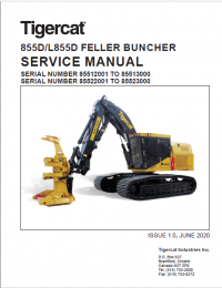 repair manual Tigercat Feller Buncher 855D, L855D Operator’s and Service Manual PDF