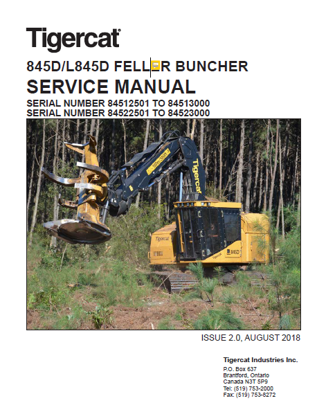 Tigercat Feller Buncher D L D Operators Service Manual