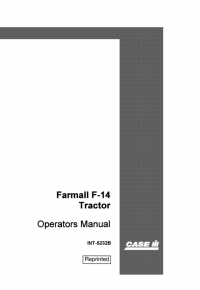 repair manual Case F-14 Farmall Tractor PDF Operator’s Manual