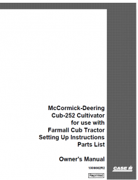 repair manual Case McCormic-Deering CUB-252 Cultivator PDF Owner’s Manual