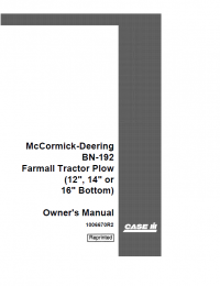 repair manual Case McCormick-Deering BN-192 Owner’s Manual PDF