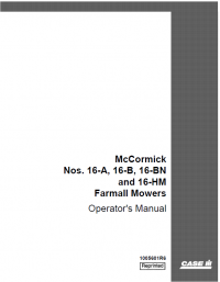 repair manual Case Nos 16-A/B/BN/HM Farmall Mowers PDF Operator’s Manual
