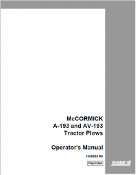 repair manual Case A-193 and AV-193 Tractor Plows PDF Operator’s Manual