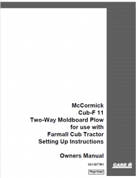 repair manual Case Cub-F 11 Two-Way Moldboard Plow PDF Owner’s Manual