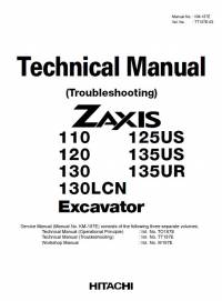 repair manual Hitachi Excavator Zaxis 110, 120, 130/LCN, 125US, 135US/UR Troubleshooting Technical Manual PDF