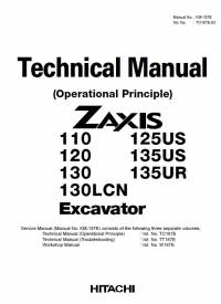 repair manual Hitachi Excavator Zaxis 110, 120, 130/LCN, 125US, 135US/UR Operational Principle Technical Manual