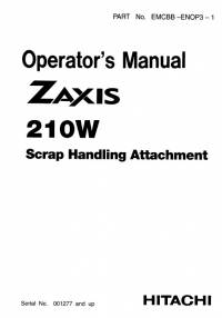 repair manual Hitachi Scrap Handling Attachment Zaxis 210W Operator’s Manual PDF