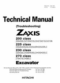 repair manual Hitachi Excavator Zaxis 200, 225, 230, 270 class Troubleshooting Technical Manual PDF