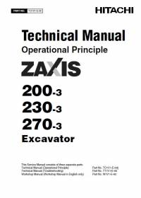 repair manual Hitachi Excavator Zaxis 200-3, 230-3, 270-3 Operational Principle Technical Manual PDF